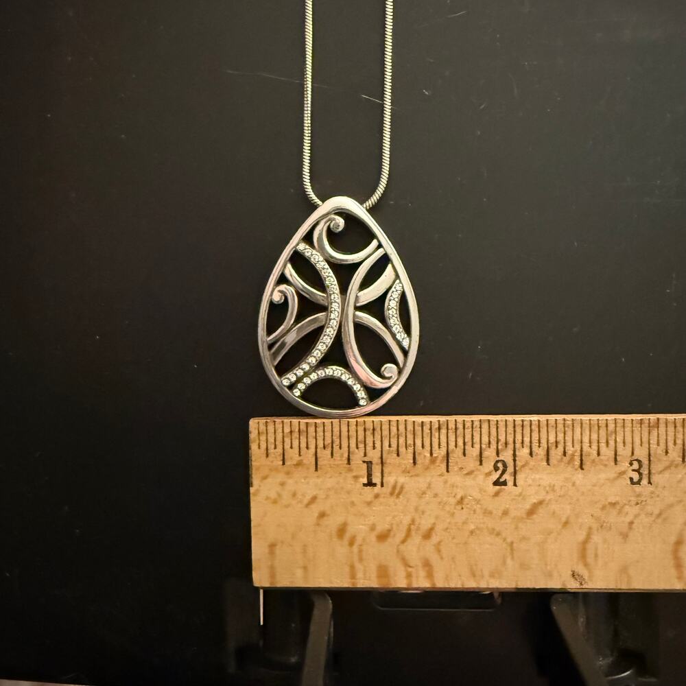 Brighton Euc Teardrop Pendant - Scrolls With Crys… - image 3